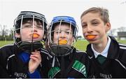 8 April 2019; Peadar Seamus Ó Mathúna, left, Ruairí Ó Neill and Charlie Geraghty, all age 9, from Gaelscoil an Bhradáin Feasa, at the unveiling of the new GAA manifesto in both Irish and English at St Colmcilles GAA Club in Bettystown, Co Meath. The manifesto is an affirmation of the GAA's mission, vision and values, and a celebration of all the people who make the Association what it is. The intention is for the manifesto to be proudly displayed across the GAA network and wherever Gaelic Games are played at home and abroad&quot;. It marks the start of a wider support message that celebrates belonging to the GAA, which is centered around the statement: ‘GAA – Where We All Belong’ / CLG – Tá Áit Duinn Uilig’. Photo by Stephen McCarthy/Sportsfile