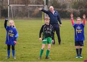 8 April 2019; Uachtarán Chumann Lúthchleas Gael John Horan watches on as juvenile members of St Colmcilles GAA Club participate in a game prior to the unveiling of the new GAA manifesto in both Irish and English at St Colmcilles GAA Club in Bettystown, Co Meath. The manifesto is an affirmation of the GAA's mission, vision and values, and a celebration of all the people who make the Association what it is. The intention is for the manifesto to be proudly displayed across the GAA network and wherever Gaelic Games are played at home and abroad&quot;. It marks the start of a wider support message that celebrates belonging to the GAA, which is centered around the statement: ‘GAA – Where We All Belong’ / CLG – Tá Áit Duinn Uilig’. Photo by Stephen McCarthy/Sportsfile