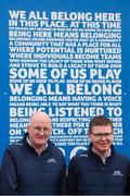 8 April 2019; Uachtarán Chumann Lúthchleas Gael John Horan, left, and Ard Stiúrthóir of the GAA Tom Ryan at the unveiling of the new GAA manifesto in both Irish and English at St Colmcilles GAA Club in Bettystown, Co Meath. The manifesto is an affirmation of the GAA's mission, vision and values, and a celebration of all the people who make the Association what it is. The intention is for the manifesto to be proudly displayed across the GAA network and wherever Gaelic Games are played at home and abroad&quot;. It marks the start of a wider support message that celebrates belonging to the GAA, which is centered around the statement: ‘GAA – Where We All Belong’ / CLG – Tá Áit Duinn Uilig’. Photo by Stephen McCarthy/Sportsfile