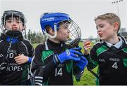 8 April 2019; Peadar Seamus Ó Mathúna, left, Ruairí Ó Neill and Finn O Neill, 4, all age 9, from Gaelscoil an Bhradáin Feasa, enjoy half time oranges at the unveiling of the new GAA manifesto in both Irish and English at St Colmcilles GAA Club in Bettystown, Co Meath. The manifesto is an affirmation of the GAA's mission, vision and values, and a celebration of all the people who make the Association what it is. The intention is for the manifesto to be proudly displayed across the GAA network and wherever Gaelic Games are played at home and abroad&quot;. It marks the start of a wider support message that celebrates belonging to the GAA, which is centered around the statement: ‘GAA – Where We All Belong’ / CLG – Tá Áit Duinn Uilig’. Photo by Stephen McCarthy/Sportsfile