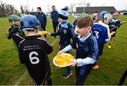 8 April 2019; Juvenile players at St Colmcilles GAA Club prior to the unveiling of the new GAA manifesto in both Irish and English at St Colmcilles GAA Club in Bettystown, Co Meath. The manifesto is an affirmation of the GAA's mission, vision and values, and a celebration of all the people who make the Association what it is. The intention is for the manifesto to be proudly displayed across the GAA network and wherever Gaelic Games are played at home and abroad&quot;. It marks the start of a wider support message that celebrates belonging to the GAA, which is centered around the statement: ‘GAA – Where We All Belong’ / CLG – Tá Áit Duinn Uilig’. Photo by Stephen McCarthy/Sportsfile