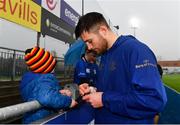 8 April 2019; Ross Byrne during a signing session for Leinster Rugby season ticket holders at Energia Park in Donnybrook, Dublin. Photo by Ramsey Cardy/Sportsfile
