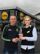 9 April 2019; The Lidl / Irish Daily Star Manager of the Month for March was announced today as Eamonn Murray from Meath. Under Eamonn’s guidance, Meath have progressed to the Division 3 semi-finals in the 2019 Lidl Ladies National Football League. Meath won six out of their seven group fixtures and they claimed victories in all three of their games in March, against Longford, Kildare and Wicklow. Eamonn was presented with his award by Laura Galligan, Store Manager, at the Lidl Store in Dunshaughlin, Co. Meath. Photo by Harry Murphy/Sportsfile