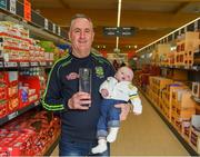 9 April 2019; The Lidl / Irish Daily Star Manager of the Month for March was announced today as Eamonn Murray from Meath. Under Eamonn’s guidance, Meath have progressed to the Division 3 semi-finals in the 2019 Lidl Ladies National Football League. Meath won six out of their seven group fixtures and they claimed victories in all three of their games in March, against Longford, Kildare and Wicklow. Pictured is Eamonn Murray with his grandson, Caolan Jackson, aged four months, at the Lidl Store in Dunshaughlin, Co. Meath. Photo by Harry Murphy/Sportsfile