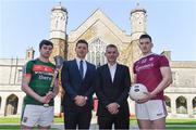 10 April 2019; Attendees, from left, Daniel Huane, Mayo hurler, Paul Flynn, GPA CEO, NUI Galway Professor John McHale, and Cein Darcy, Galway footballer, at the launch of NUI Galway Scholarships with GPA and WGPA at NUI Galway in Galway. Photo by Piaras Ó Mídheach/Sportsfile