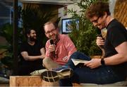 10 April 2019; Chris Slowe, CTO at Reddit, and Paddy Cosgrave, CEO at Web Summit, right, during Web Summit Meetup at Web Summit HQ, Tramway House in Dublin. Picture credit: Sam Barnes / Web Summit via Sportsfile