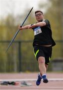 7 April 2019; Wojciech Suchodolski of Mountmellick A.C., Co. Laois, competing in the Men's Javelin (800g) during the AAI National Spring Throws at AIT in Athlone, Co Westmeath.  Photo by Harry Murphy/Sportsfile