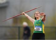 7 April 2019; Katelyn Reid of An Ríocht A.C., Co. Kerry, competing in the Women's Javelin (500g) during the AAI National Spring Throws at AIT in Athlone, Co Westmeath.  Photo by Harry Murphy/Sportsfile