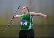 7 April 2019; Laura Dolan of Ferbane A.C., Co. Offaly, competing in the Women's Javelin during the AAI National Spring Throws at AIT in Athlone, Co Westmeath.  Photo by Harry Murphy/Sportsfile
