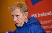 12 April 2019; MS Ireland are a charity partner of Leinster Rugby and as part of their partnership they will have a match day take-over at the RDS Arena tomorrow. Ahead of the game Leo Cullen and Seán O’Brien visited staff and patients at the MS Ireland Care Centre in Dublin. Pictured is Leinster head coach Leo Cullen. Photo by Ramsey Cardy/Sportsfile