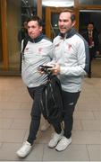 12 April 2019; Robbie Fowler, left, and Jason McAteer of Liverpool FC Legends arrive prior to the Sean Cox Fundraiser match between the Republic of Ireland XI and Liverpool FC Legends at the Aviva Stadium in Dublin. Photo by Stephen McCarthy/Sportsfile.