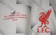 12 April 2019; A detailed view of the Liverpool FC Legends jersey prior to the Sean Cox Fundraiser match between the Republic of Ireland XI and Liverpool FC Legends at the Aviva Stadium in Dublin. Photo by Stephen McCarthy/Sportsfile.