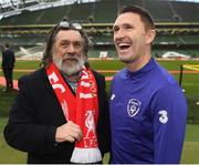 12 April 2019; Actor Ricky Tomlinson with Robbie Keane of Republic of Ireland XI prior to the Sean Cox Fundraiser match between the Republic of Ireland XI and Liverpool FC Legends at the Aviva Stadium in Dublin. Photo by Stephen McCarthy/Sportsfile.