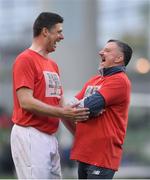 12 April 2019; John Aldridge, right, of Liverpool FC Legends and Niall Quinn of Republic of Ireland XI prior to the Sean Cox Fundraiser match between the Republic of Ireland XI and Liverpool FC Legends at the Aviva Stadium in Dublin. Photo by Sam Barnes/Sportsfile