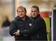 12 April 2019; Dundalk manager Vinny Perth shakes hands with Sligo Rovers managerLiam Buckley ahead of the SSE Airtricity League Premier Division match between Sligo Rovers and Dundalk at The Showgrounds in Sligo. Photo by Eóin Noonan/Sportsfile