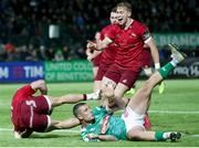 12 April 2019; Alby Mathewson of Munster scores a try during the Guinness PRO14 Round 20 game between Benetton Treviso and Munster Rugby at Stadio di Monigo in Treviso, Italy. Photo by Roberto Bregani/Sportsfile