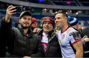 12 April 2019; John Cooney of Ulster poses for a selfie with fans after the Guinness PRO14 Round 20 match between Edinburgh and Ulster at BT Murrayfield in Edinburgh, Scotland. Photo by Ross Parker/Sportsfile