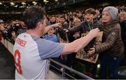 12 April 2019; Robbie Fowlers of Liverpool FC Legends gives his boots to Aaron Murphy, aged 11, right, and Jamie Casey, aged 11, from Dublin, following the Sean Cox Fundraiser match between the Republic of Ireland XI and Liverpool FC Legends at the Aviva Stadium in Dublin. Photo by Sam Barnes/Sportsfile