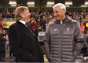 12 April 2019; Liverpool FC Legends manager Kenny Dalglish in conversation with Ian Rush following the Sean Cox Fundraiser match between the Republic of Ireland XI and Liverpool FC Legends at the Aviva Stadium in Dublin. Photo by Stephen McCarthy/Sportsfile