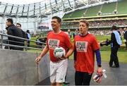 12 April 2019; Shane Supple, right, and Niall Quinn of Republic of Ireland XI prior to the Sean Cox Fundraiser match between the Republic of Ireland XI and Liverpool FC Legends at the Aviva Stadium in Dublin. Photo by Stephen McCarthy/Sportsfile