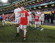 12 April 2019; Phil Babb of Liverpool FC Legends walks out prior to the Sean Cox Fundraiser match between the Republic of Ireland XI and Liverpool FC Legends at the Aviva Stadium in Dublin. Photo by Stephen McCarthy/Sportsfile