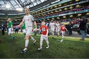 12 April 2019; Sami Hyypia of Liverpool FC Legends walks out prior to the Sean Cox Fundraiser match between the Republic of Ireland XI and Liverpool FC Legends at the Aviva Stadium in Dublin. Photo by Stephen McCarthy/Sportsfile