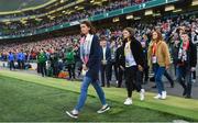 12 April 2019; Martina Cox, wife of Sean Cox, and her children walk out prior to the Sean Cox Fundraiser match between the Republic of Ireland XI and Liverpool FC Legends at the Aviva Stadium in Dublin. Photo by Stephen McCarthy/Sportsfile
