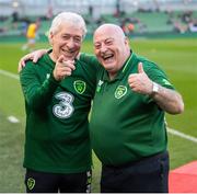12 April 2019; Republic of Ireland XI kitmen Mick Lawlor, left, and Dick Redmond prior to the Sean Cox Fundraiser match between the Republic of Ireland XI and Liverpool FC Legends at the Aviva Stadium in Dublin. Photo by Stephen McCarthy/Sportsfile