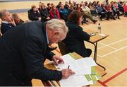 13 April 2019; A judge correcting an answer sheet during the Tráth na gCéisteann Boird during The Scór Sinsir All Ireland Finals at St Gerards De La Salle Secondary School in Castlebar, Co Mayo.   Photo by Eóin Noonan/Sportsfile