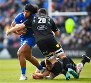 13 April 2019; Joe Tomane of Leinster is tackled by Adam Ashe, left, and Matt Fagerson of Glasgow Warriors during the Guinness PRO14 Round 20 match between Leinster and Glasgow Warriors at the RDS Arena in Dublin. Photo by Ramsey Cardy/Sportsfile
