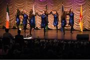 13 April 2019; St.Dominic’s, Roscommon, Rachel Connaughton, Líosa Kilcline, Meabh McCormack, Cerys Bryer, Ciara Mullally, Deirdre Naughton, Aisling Dolan and Sarah Hurley competing in the Rince Foirne catagory during the Scór Sinsir All Ireland Finals at the TF Royal hotel and theatre, Old Westport road in Castlebar, Co Mayo. Photo by Eóin Noonan/Sportsfile