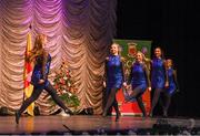 13 April 2019; St.Dominic’s, Roscommon, Rachel Connaughton, Líosa Kilcline, Meabh McCormack, Cerys Bryer, Ciara Mullally, Deirdre Naughton, Aisling Dolan and Sarah Hurley competing in the Rince Foirne catagory during the Scór Sinsir All Ireland Finals at the TF Royal hotel and theatre, Old Westport road in Castlebar, Co Mayo. Photo by Eóin Noonan/Sportsfile