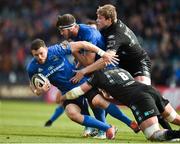 13 April 2019; Robbie Henshaw of Leinster is tackled by Matt Fagerson of Glasgow Warriors during the Guinness PRO14 Round 20 match between Leinster and Glasgow Warriors at the RDS Arena in Dublin. Photo by Ben McShane/Sportsfile