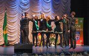 13 April 2019; Ulster team from Watty Graham’s Glen, Derry, Laura McCloskey, Niamh McFalone, Katie Strathern, Caoimhe McLaughlin, James McGilligan, Paul Gunning, Ruairi McFalone and Jack McGilligan competing in the Rince Foirne catagory during the Scór Sinsir All Ireland Finals at the TF Royal hotel and theatre, Old Westport road in Castlebar, Co Mayo. Photo by Eóin Noonan/Sportsfile