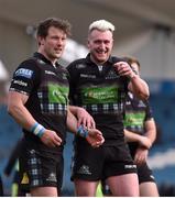 13 April 2019; Pete Horne, left, and Stuart Hogg of Glasgow Warriors following the Guinness PRO14 Round 20 match between Leinster and Glasgow Warriors at the RDS Arena in Dublin. Photo by Ben McShane/Sportsfile