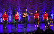 13 April 2019; Ulster team Monica Mallon, Orla Treanor, Geralding McLoughlin, Blanaid McGivern and Stephen Murphy from Carrickcruppen, Armagh, competing in the Bailéad Ghrúpa catagory during the Scór Sinsir All Ireland Finals at the TF Royal hotel and theatre, Old Westport road in Castlebar, Co Mayo. Photo by Eóin Noonan/Sportsfile