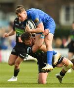 13 April 2019; Jordan Larmour of Leinster is tackled by Pete Horne of Glasgow Warriors during the Guinness PRO14 Round 20 match between Leinster and Glasgow Warriors at the RDS Arena in Dublin. Photo by Ben McShane/Sportsfile