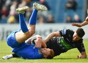 13 April 2019; Ciarán Frawley of Leinster is tackled by Adam Hastings of Glasgow Warriors during the Guinness PRO14 Round 20 match between Leinster and Glasgow Warriors at the RDS Arena in Dublin. Photo by Ramsey Cardy/Sportsfile