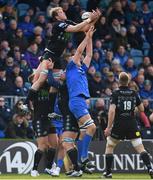 13 April 2019; Jonny Gray of Glasgow Warriors in action against Devin Toner of Leinster during the Guinness PRO14 Round 20 match between Leinster and Glasgow Warriors at the RDS Arena in Dublin. Photo by Ramsey Cardy/Sportsfile