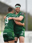 13 April 2019; Tom Daly, right, and Tom Farrell of Connacht celebrate their side's victory following the Guinness PRO14 Round 20 match between Connacht and Cardiff Blues at The Sportsground in Galway. Photo by Seb Daly/Sportsfile