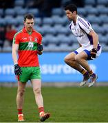 13 April 2019; Dean Rock of Ballymun Kickhams and Rory O'Carroll of Kilmacud Crokes during the Dublin County Senior 1 Club Football Championship Round 1 match between Ballymun Kickhams and Kilmacud Crokes at Parnell Park in Dublin. Photo by Ramsey Cardy/Sportsfile