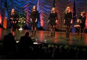 13 April 2019; Munster team Rachel Hodnett Rachel O’Sullivan, Aine Fitzgerald, Ashlie O’Sullivan and Amy O’Sullivan from St. James, Cork, competing in the Bailéad Ghrúpa catagory during the Scór Sinsir All Ireland Finals at the TF Royal hotel and theatre, Old Westport road in Castlebar, Co Mayo. Photo by Eóin Noonan/Sportsfile