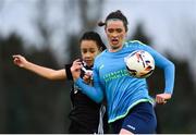 13 April 2019; Roisin McGovern of DLR Waves in action against Lauren Egbuloniu of Cork City during the Só Hotels Women's National League match between DLR Waves and Cork City FC at Jackson Park in Kilternan, Dublin. Photo by Ben McShane/Sportsfile