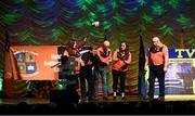 13 April 2019; Connacht team Michael Gunn, Anne Marie Gunn, Eric Murray, Vinnie Gleeson, Margaret Regan, Geraldine O'Connor, Sarah Kane and Peadar McCaffrey from Elphin, Roscommon, competing in the Léiriú catagory during the Scór Sinsir All Ireland Finals at the TF Royal hotel and theatre, Old Westport road in Castlebar, Co Mayo. Photo by Eóin Noonan/Sportsfile