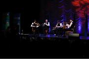 13 April 2019; Connacht team Cian Mc Namara, Ethan McNea, Conor Cafferkey, Patrick Cafferkey and Michael Lavelle from Achill, Mayo, competing in the Ceol Uirlise catagory during the Scór Sinsir All Ireland Finals at the TF Royal hotel and theatre, Old Westport road in Castlebar, Co Mayo. Photo by Eóin Noonan/Sportsfile