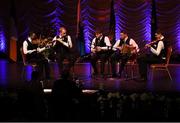 13 April 2019; Connacht team Cian Mc Namara, Ethan McNea, Conor Cafferkey, Patrick Cafferkey and Michael Lavelle from Achill, Mayo, competing in the Ceol Uirlise catagory during the Scór Sinsir All Ireland Finals at the TF Royal hotel and theatre, Old Westport road in Castlebar, Co Mayo. Photo by Eóin Noonan/Sportsfile