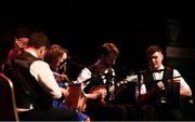 13 April 2019; Ulster team Ciaran Martin, Emma McGlone, Darren McPeake, Alexander Meyer and Molly Walls from St.Ergnats, Moneyglass, Antrim, competing in the Ceol Uirlise catagory during the Scór Sinsir All Ireland Finals at the TF Royal hotel and theatre, Old Westport road in Castlebar, Co Mayo. Photo by Eóin Noonan/Sportsfile