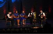 13 April 2019; Ulster team Ciaran Martin, Emma McGlone, Darren McPeake, Alexander Meyer and Molly Walls from St.Ergnats, Moneyglass, Antrim, competing in the Ceol Uirlise catagory during the Scór Sinsir All Ireland Finals at the TF Royal hotel and theatre, Old Westport road in Castlebar, Co Mayo. Photo by Eóin Noonan/Sportsfile
