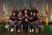 13 April 2019; Munster team from Newcastle, Tipperary, Danielle McCarthy, Sinéad Grant, Leah Condon, Eimear O’Connor, Veronica McNamara, Orlaith Nugent, Chloe Hennebry and Kayleigh O’Brien with Uachtarán Chumann Lúthchleas Gael John Horan after winning the Rince Foirne catagory during the Scór Sinsir All Ireland Finals at the TF Royal hotel and theatre, Old Westport road in Castlebar, Co Mayo. Photo by Eóin Noonan/Sportsfile