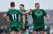 13 April 2019; Matt Healy of Connacht, left, celebrates scoring a second half try with team-mate Conor Carey during the Guinness PRO14 Round 20 match between Connacht and Cardiff Blues at The Sportsground in Galway. Photo by Piaras Ó Mídheach/Sportsfile